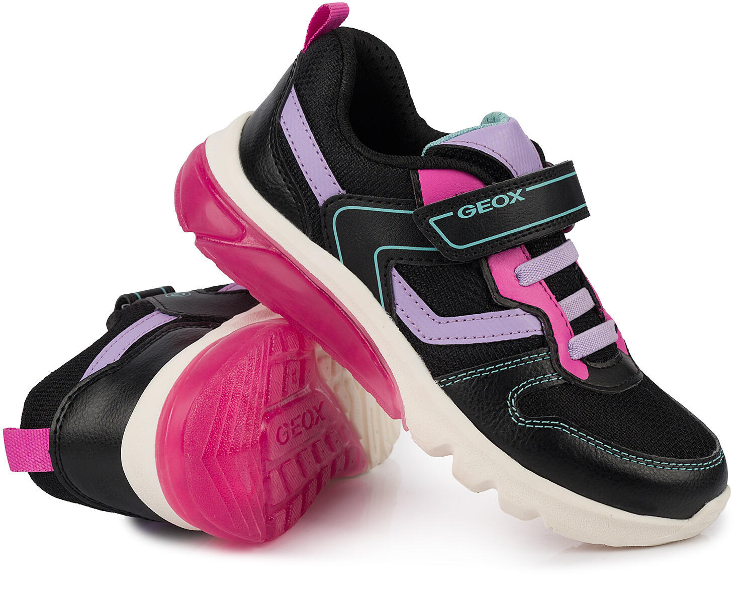 Buty dziecięce sportowe sneakersy na rzep ekoskóra świecące LED GEOX J CIBERDRON 4/7