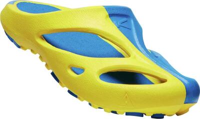 Damespantoffels keen shanti arts geel/blauw