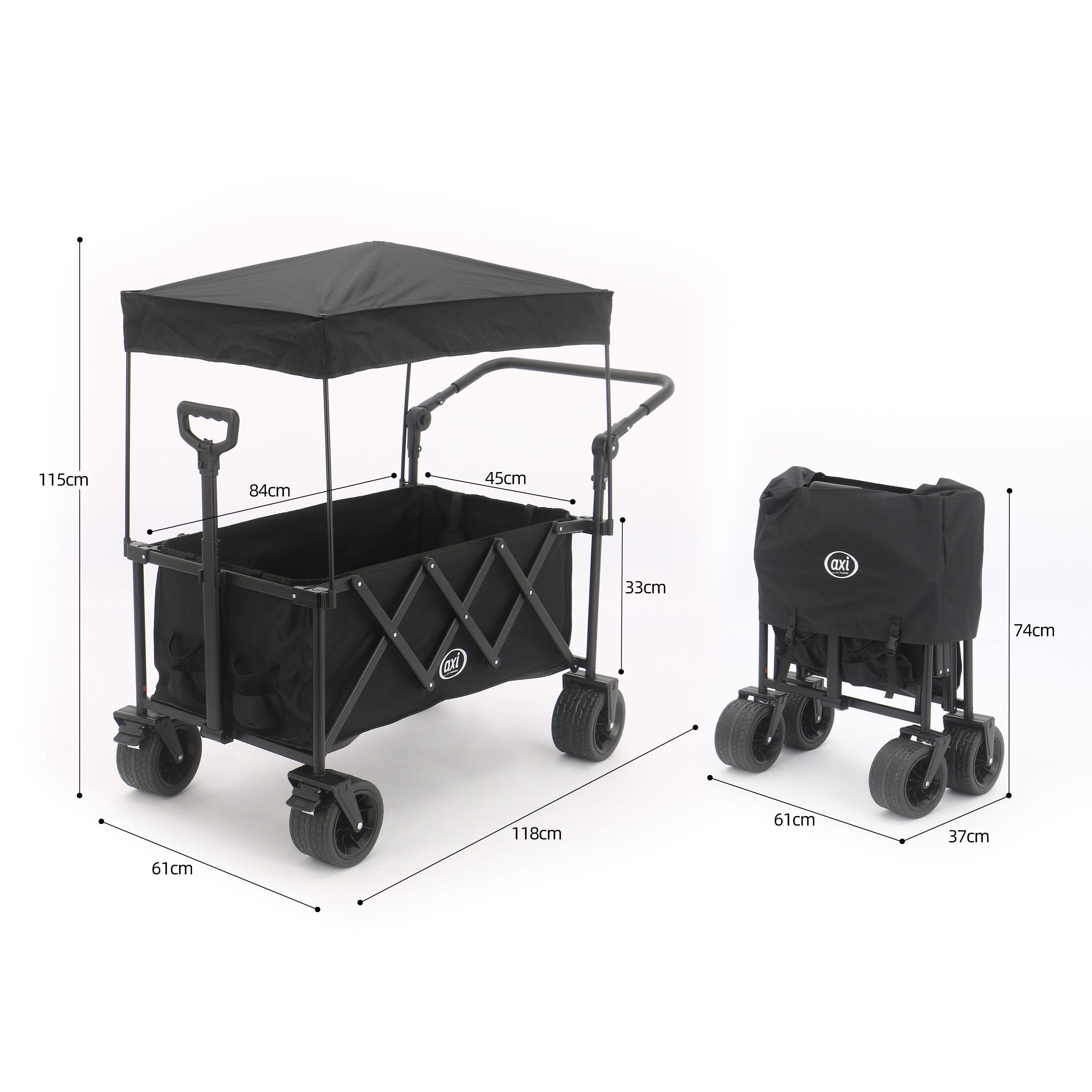 Chariot de Plage avec Toit - AXI SB141 - Pliable - Noir | Capacité : 130 l 4/7