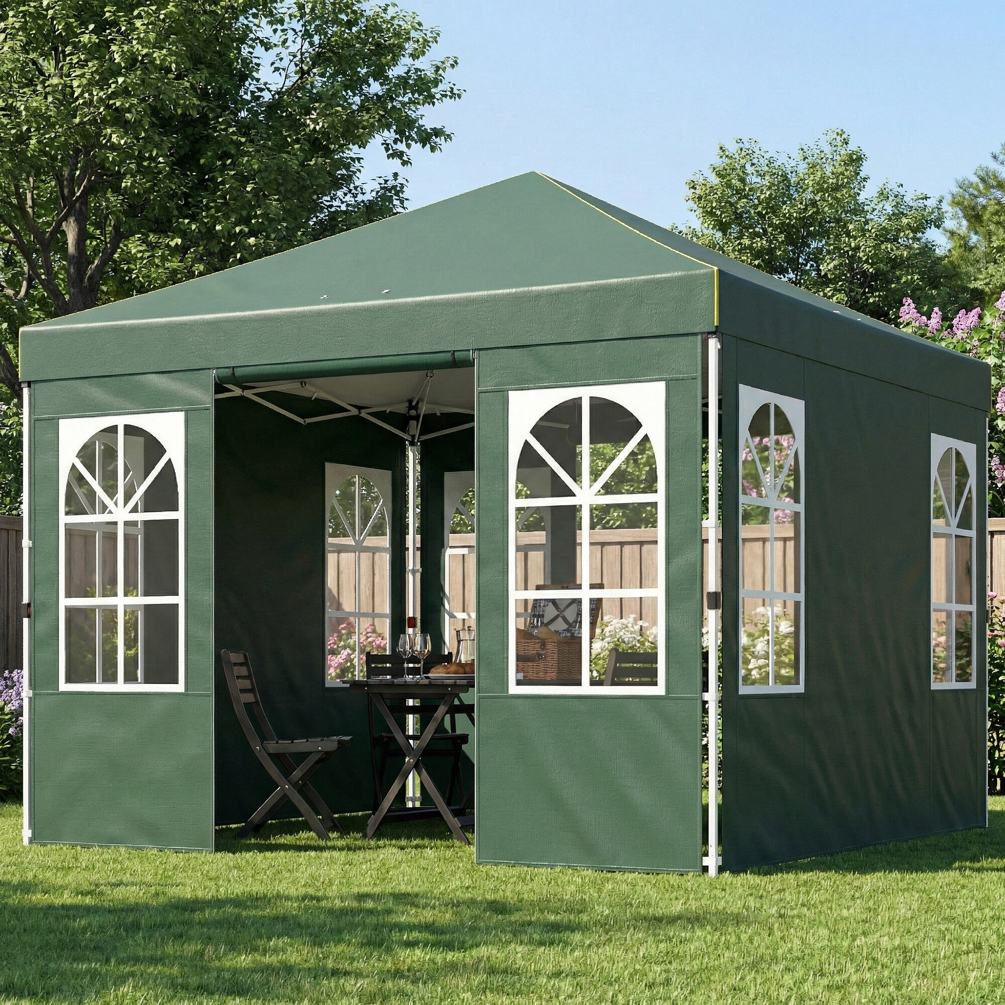 Tenda dobrável 293x293x272 cm verde Outsunny 2/5