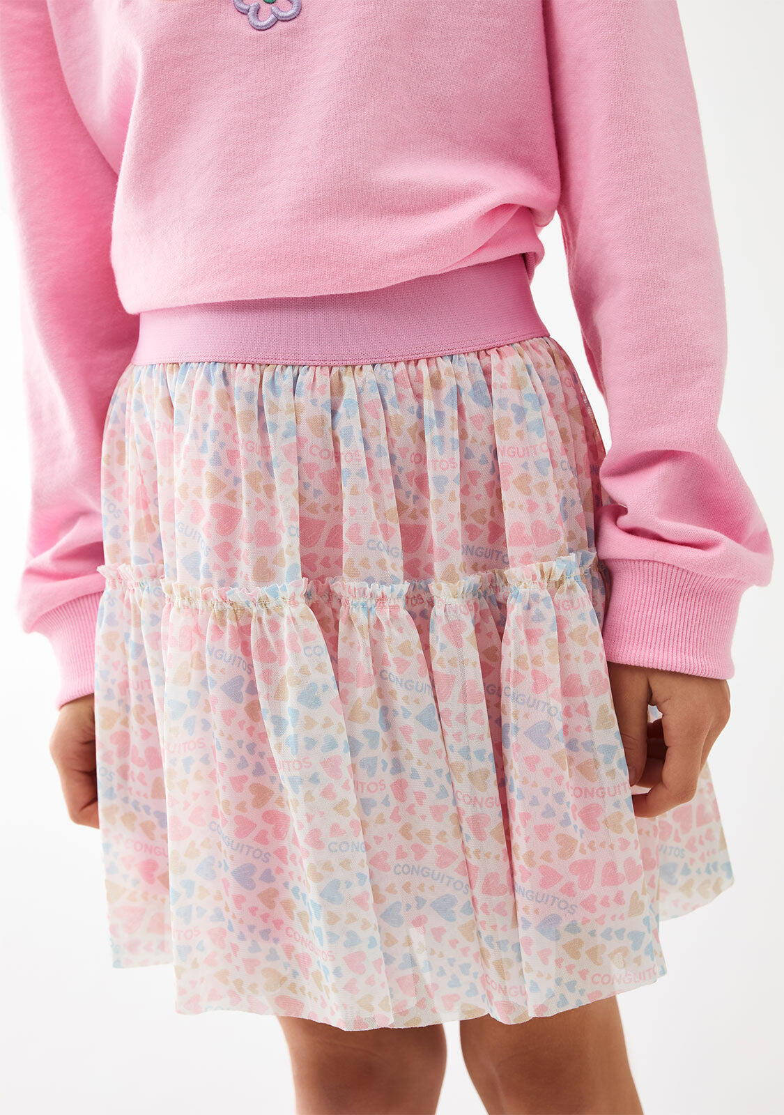 Falda de Niña con Corazones en Multicolor 4/4