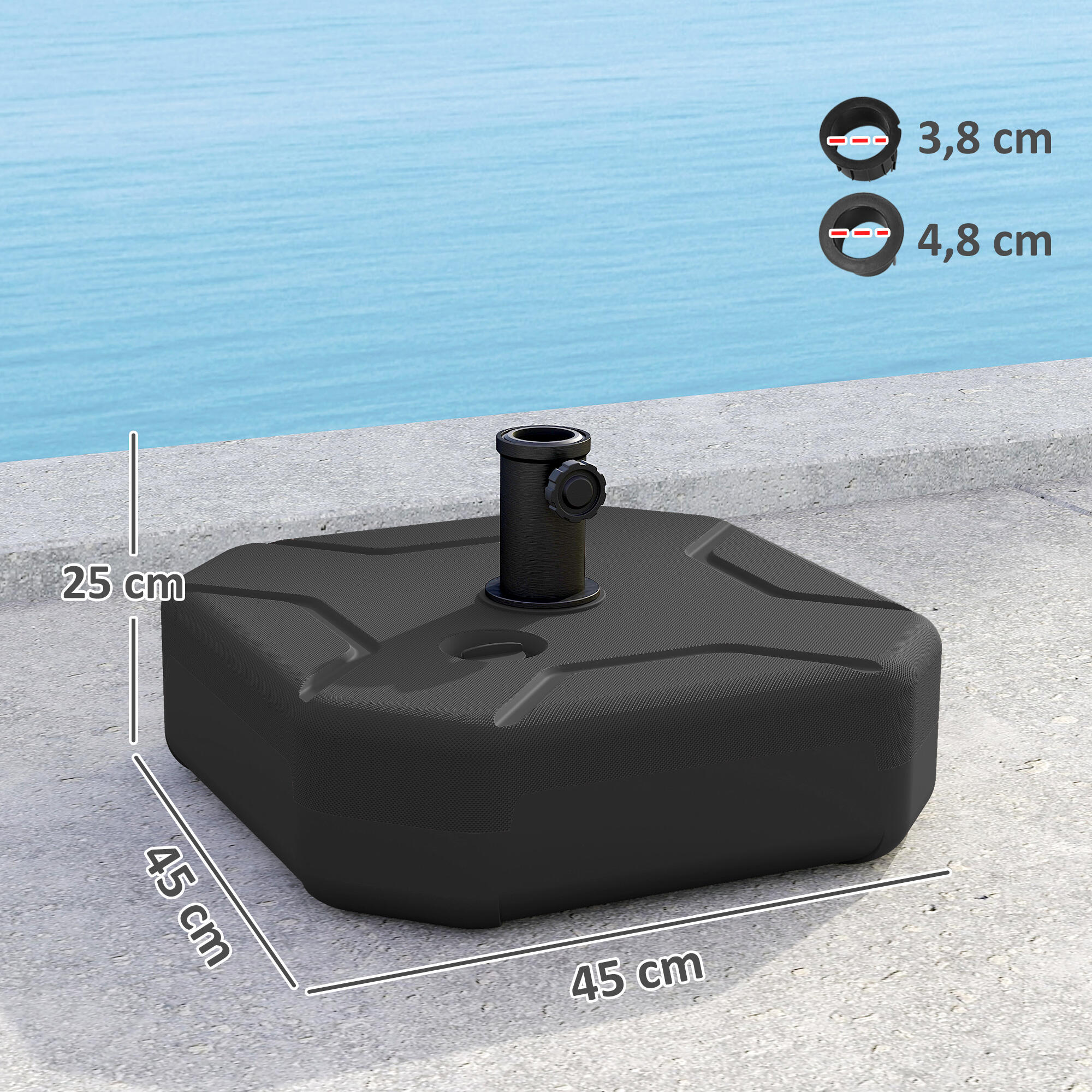 Base para Guarda-sol Outsunny Preto 3/5