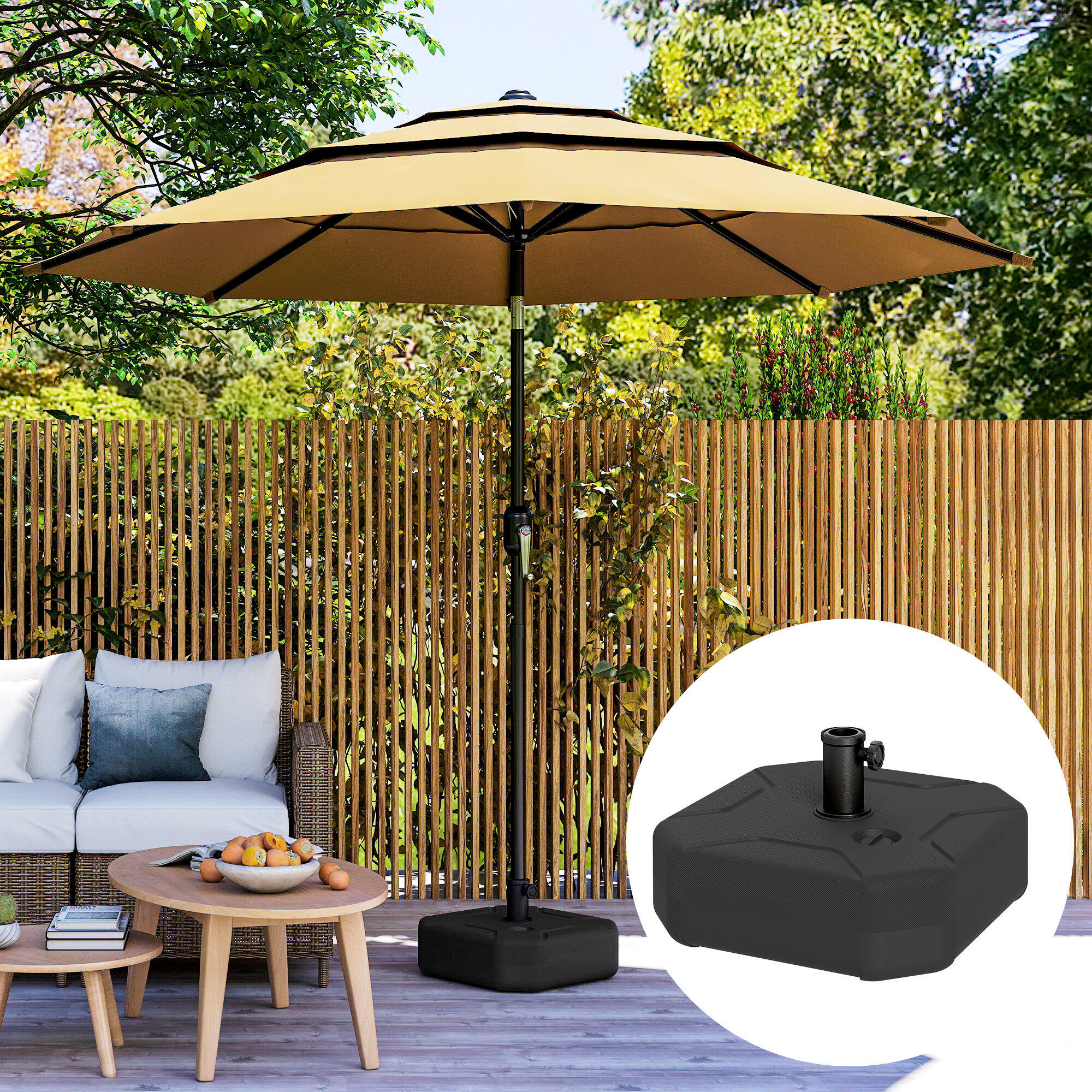 Base para Guarda-sol Outsunny Preto 2/5