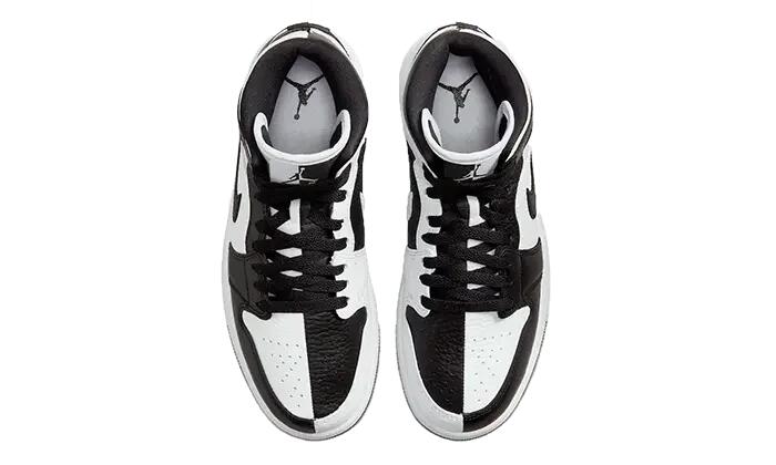 Scarpe - sport - donna - pelle, design split - Jordan 1 Mid Split - nero/bianco 2/4
