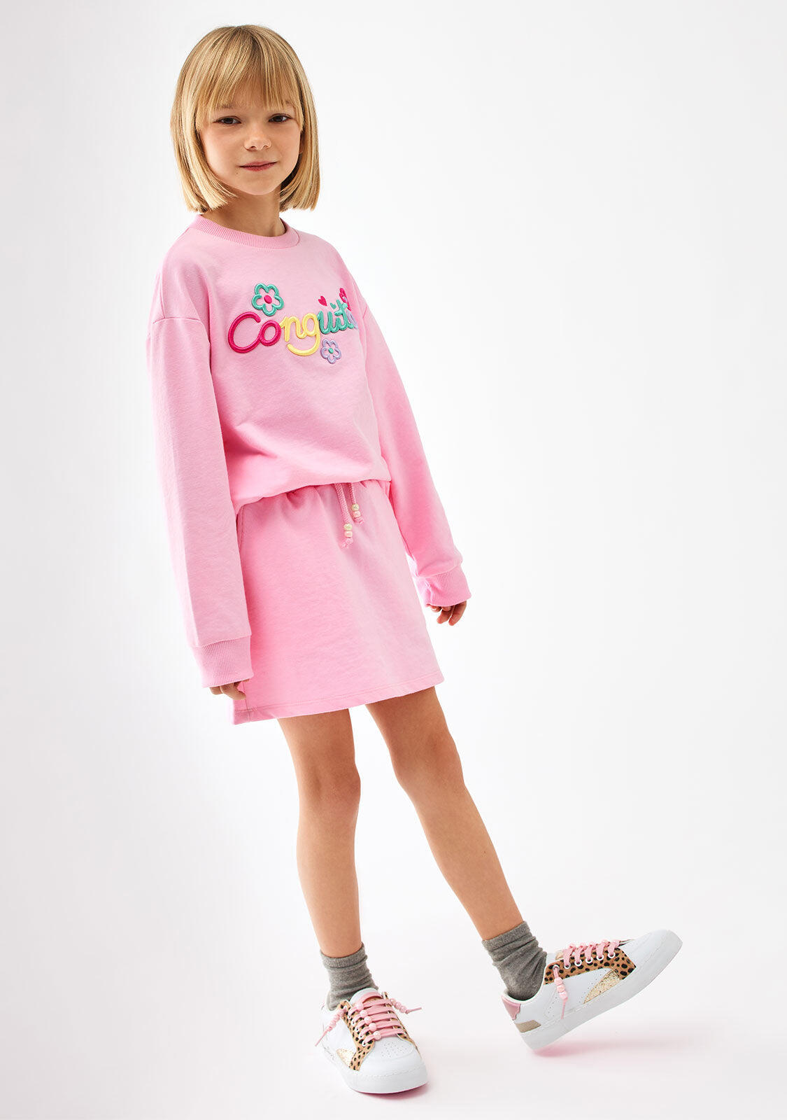 Falda de Niña con Logo Lateral en Rosa 5/5
