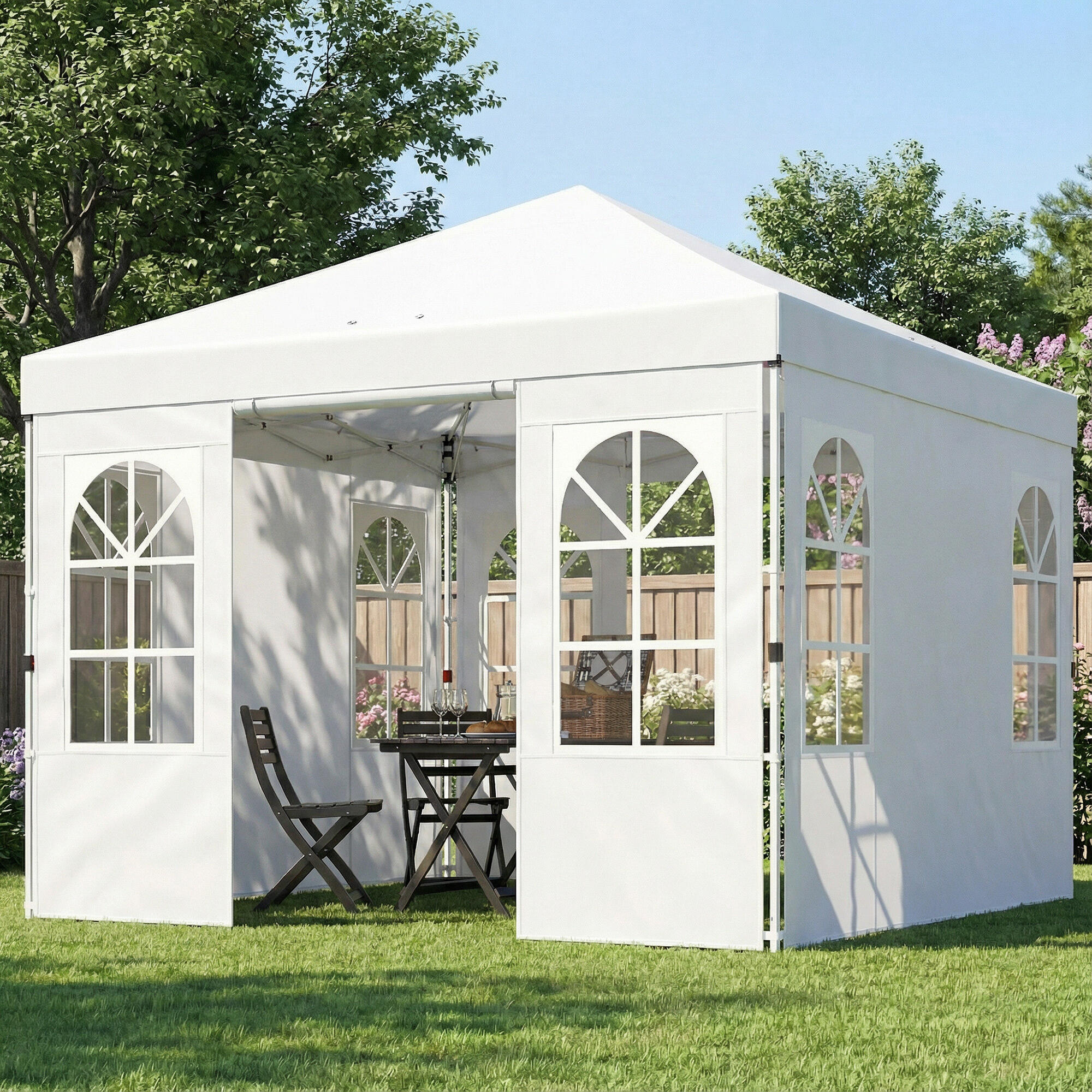 Carpa Plegable Outsunny 293x293x272 cm Blanco 2/5