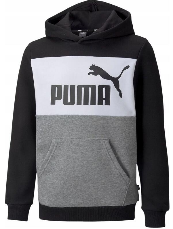 Bluza dziecięca sportowa z kapturem bawełniana PUMA ESS COLORBLOCK 849081-01 4/5