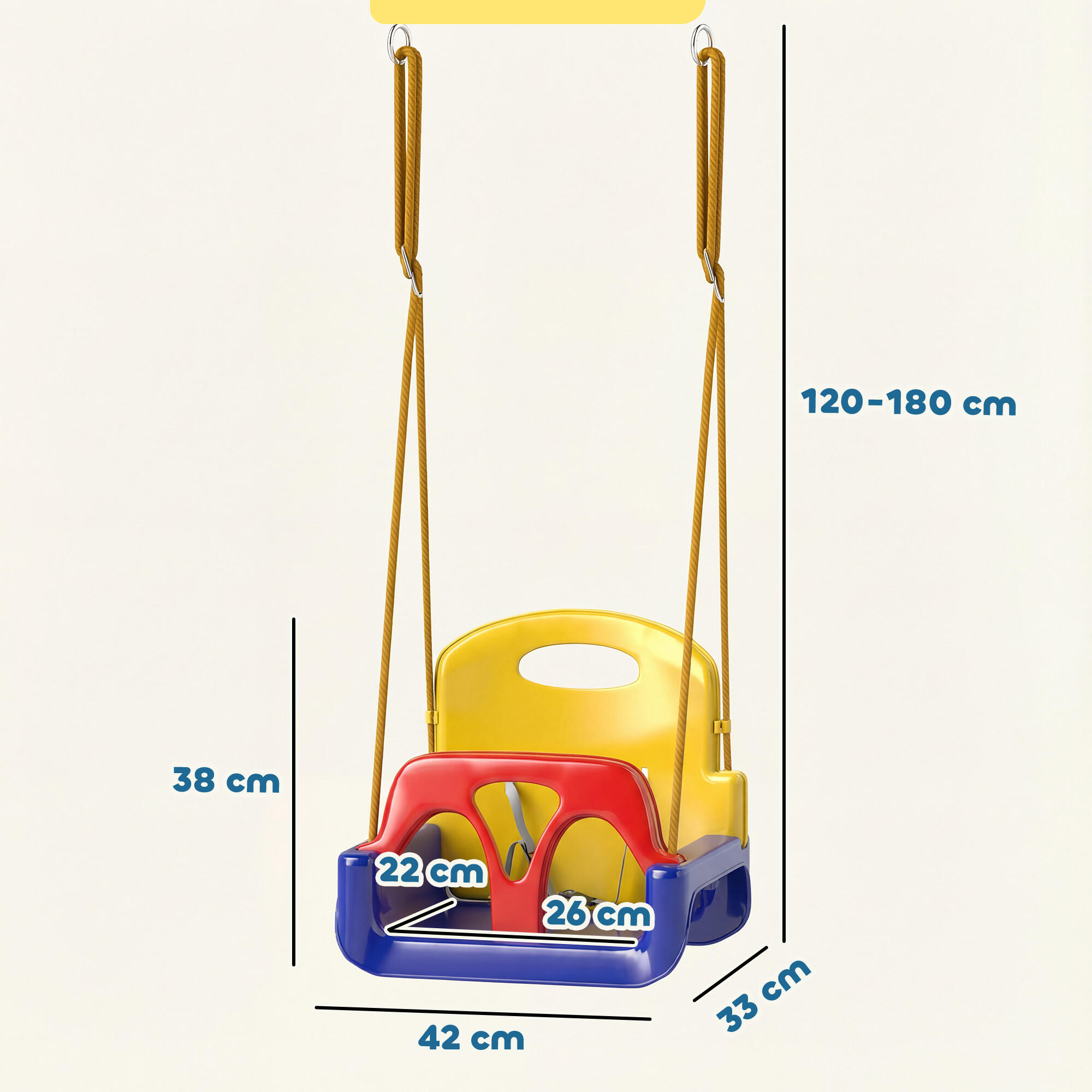 Columpio Infantil Outsunny 42x33x38 cm Azul 3/5