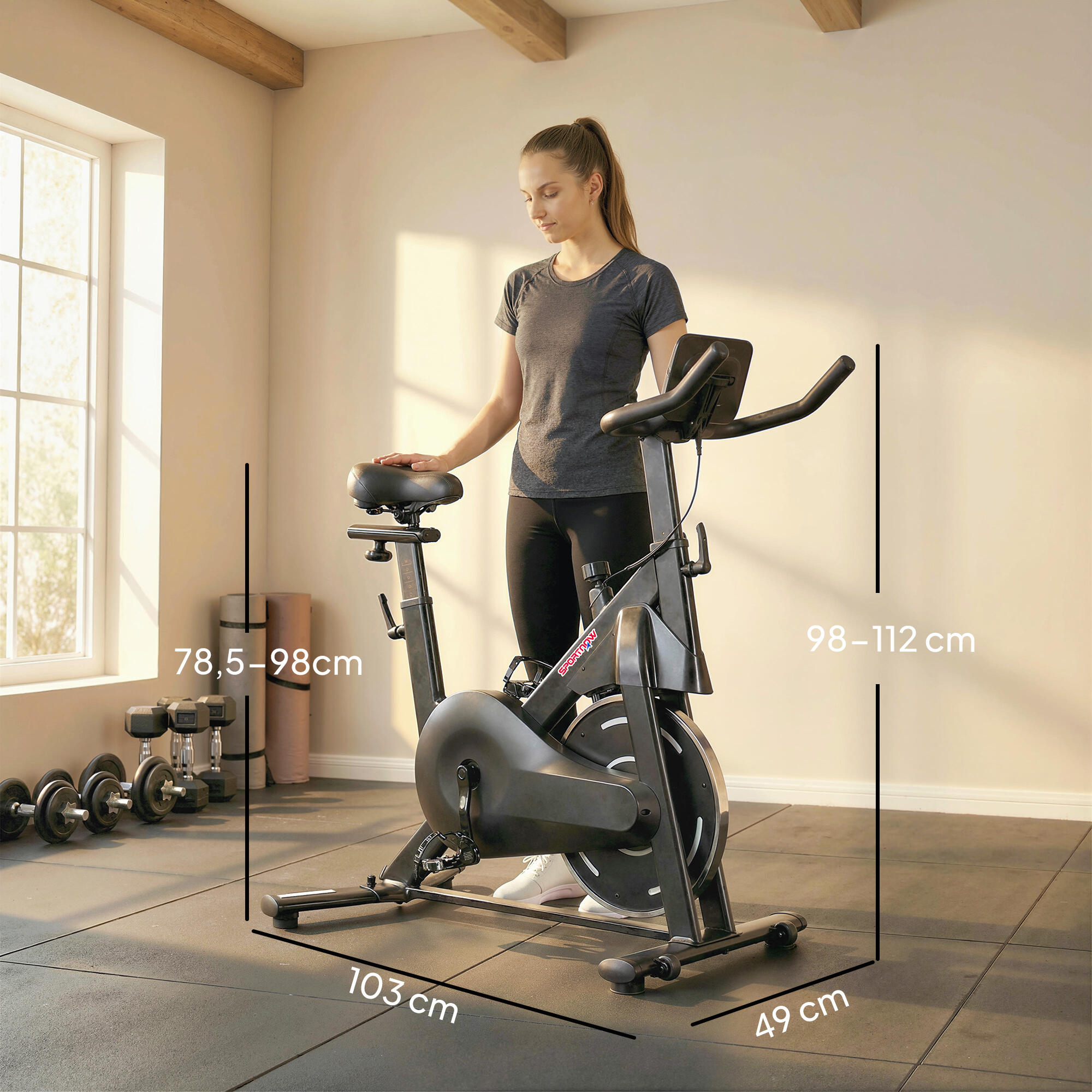 Vélo d'appartement avec résistance magnétique réglable, écran LCD, selle et 5/9