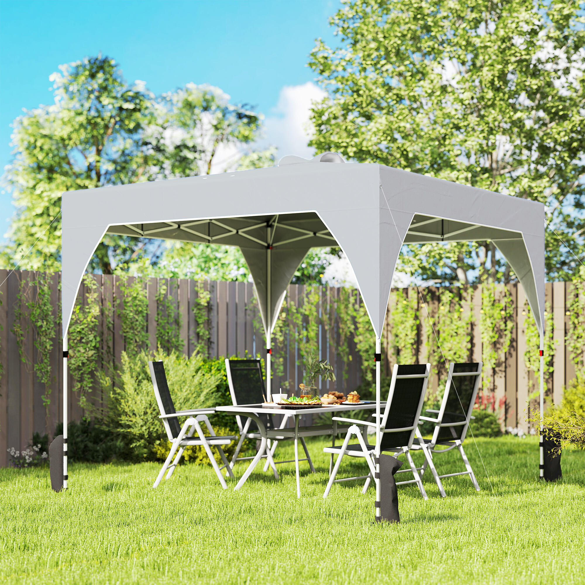 Carpa Plegable Outsunny 296x296x270 cm Gris Oscuro 2/5