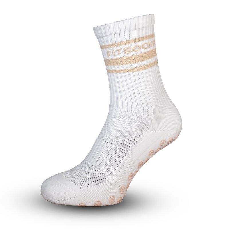 Conjunto de 3 pares de meias antiderrapantes Line - Branco Bege 5/5