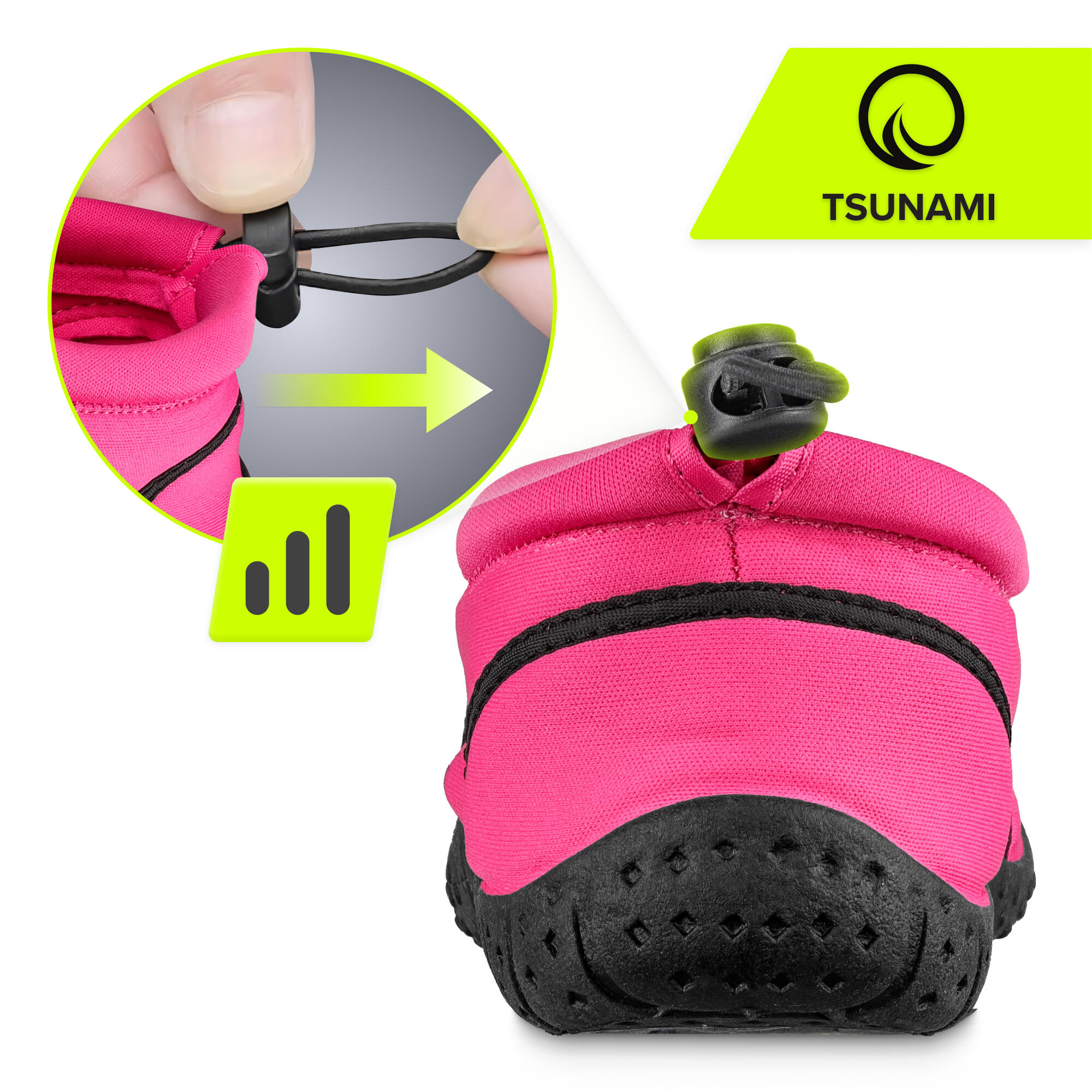 Slip-On Wasserschuhe Badeschuhe Rutschfest Aquaschuhe Strandschuhe TSUNAMI Rosa 5/7