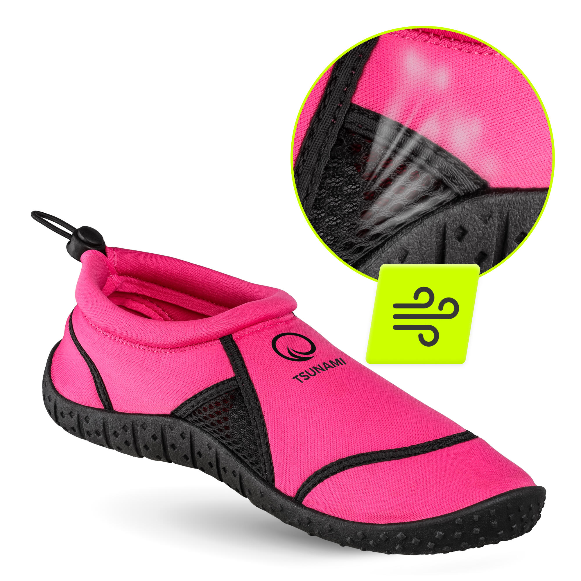 Slip-On Wasserschuhe Badeschuhe Rutschfest Aquaschuhe Strandschuhe TSUNAMI Rosa 6/7