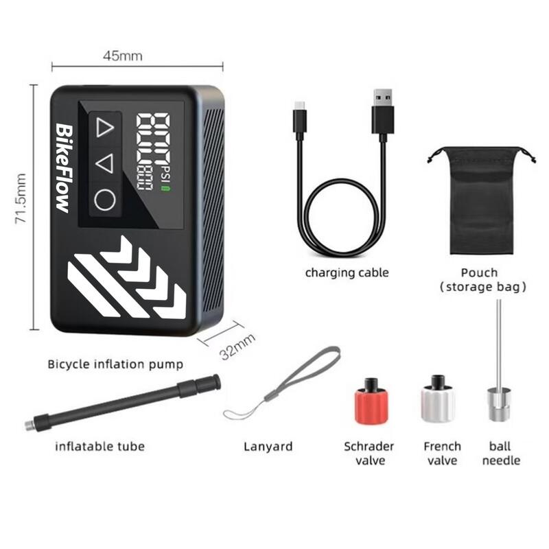 Mini pompă electrică bicicletă/compresor 120 PSI Presta/Schrader–Afișaj-108g