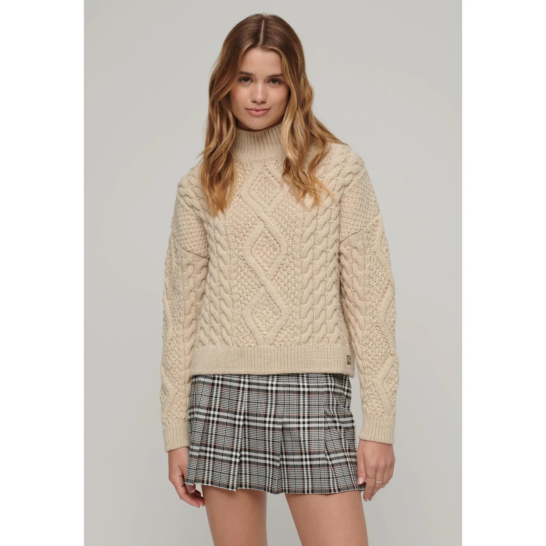 Jersey polo de punto para mujer Superdry Aran Cable 3/6