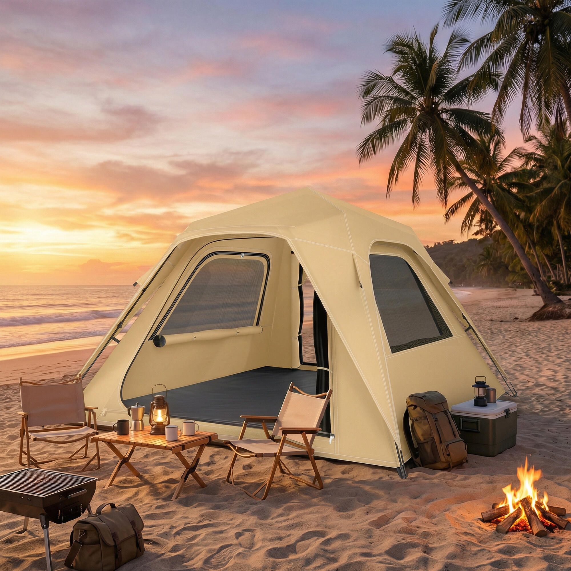 Tenda pop-up 240x240x160 cm caqui Outsunny 5/5