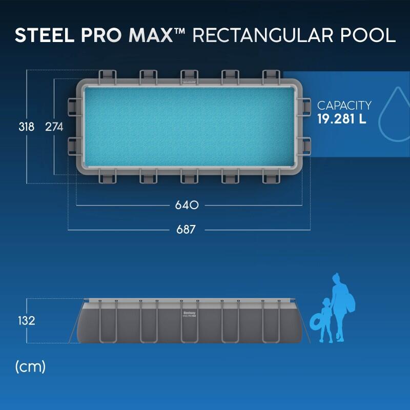 Piscina Desmontable Tubular Bestway Steel Pro Max Rectangular 640 x 274 x 132 cm 3/7