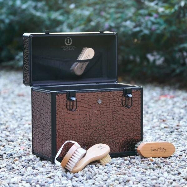 Imperial Riding Grooming Box Slim Line - Brown Croco 2/3