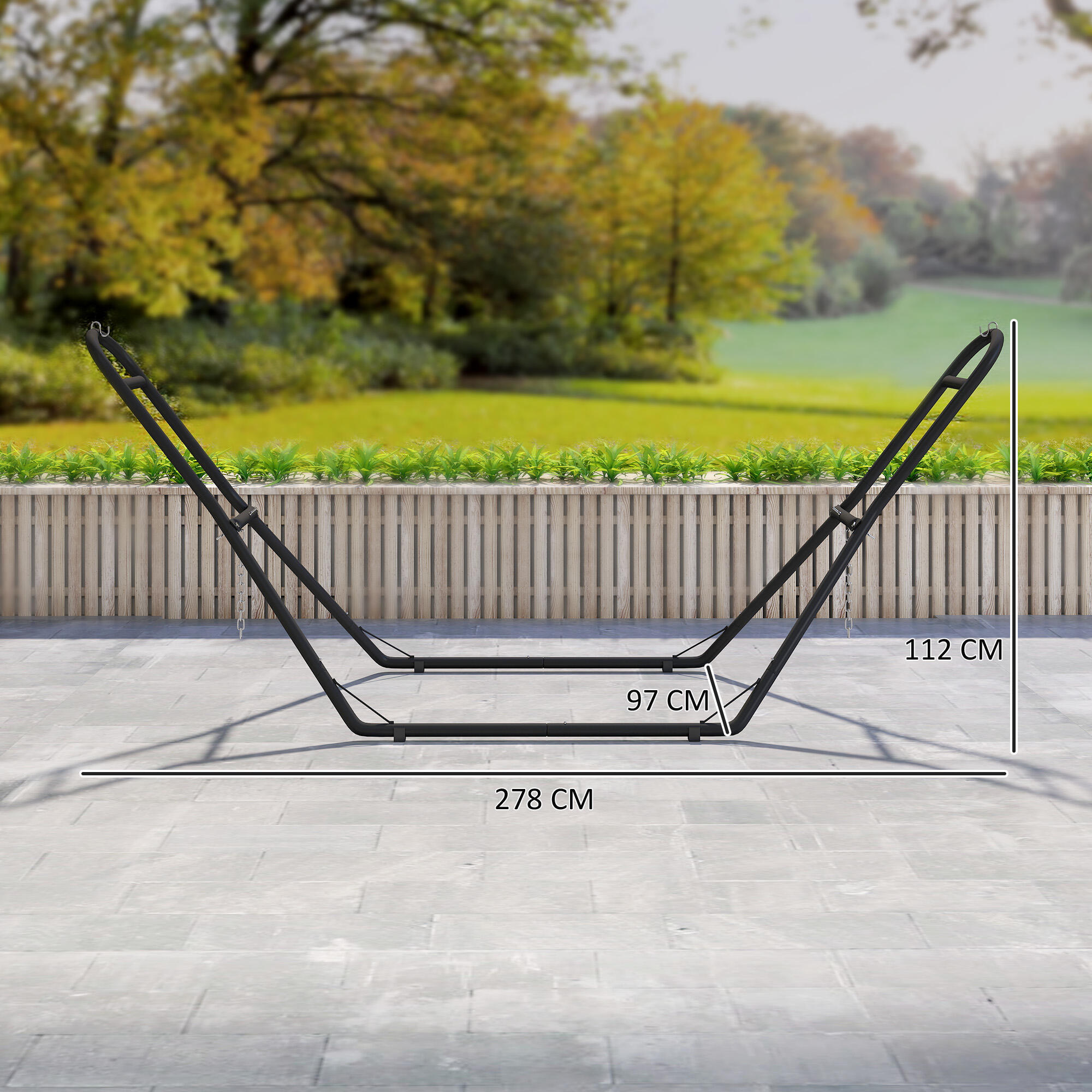 Soporte para Hamaca Outsunny 278x97x112 cm Negro 3/5