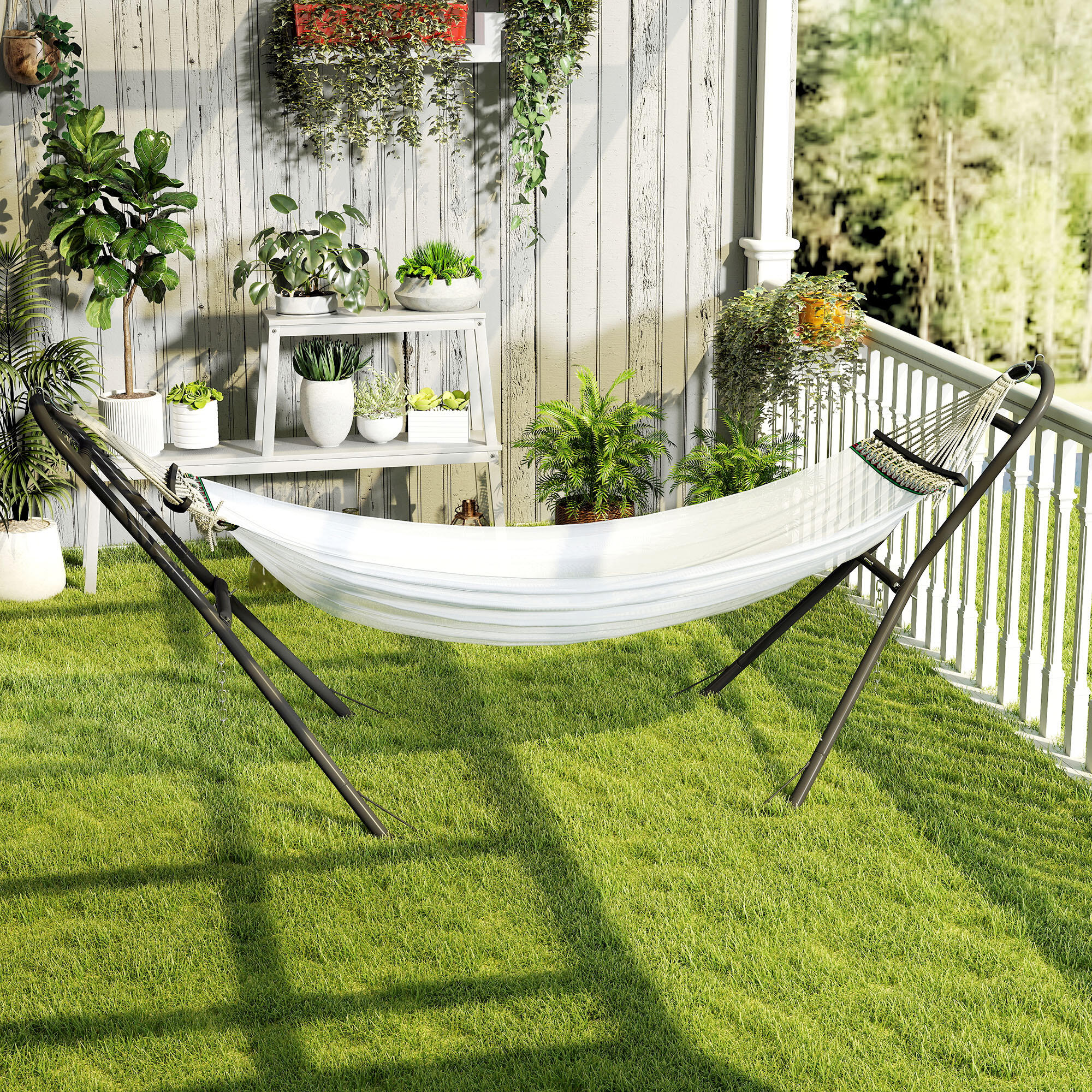 Soporte para Hamaca Outsunny 278x97x112 cm Negro 2/5