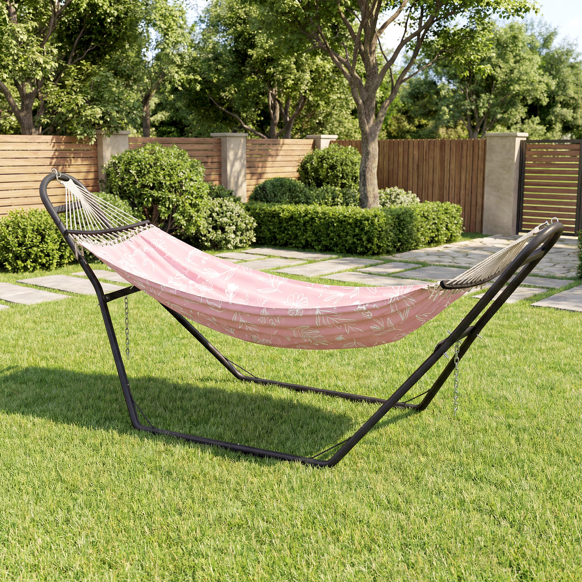 Soporte para Hamaca Outsunny 278x97x112 cm Negro 4/5