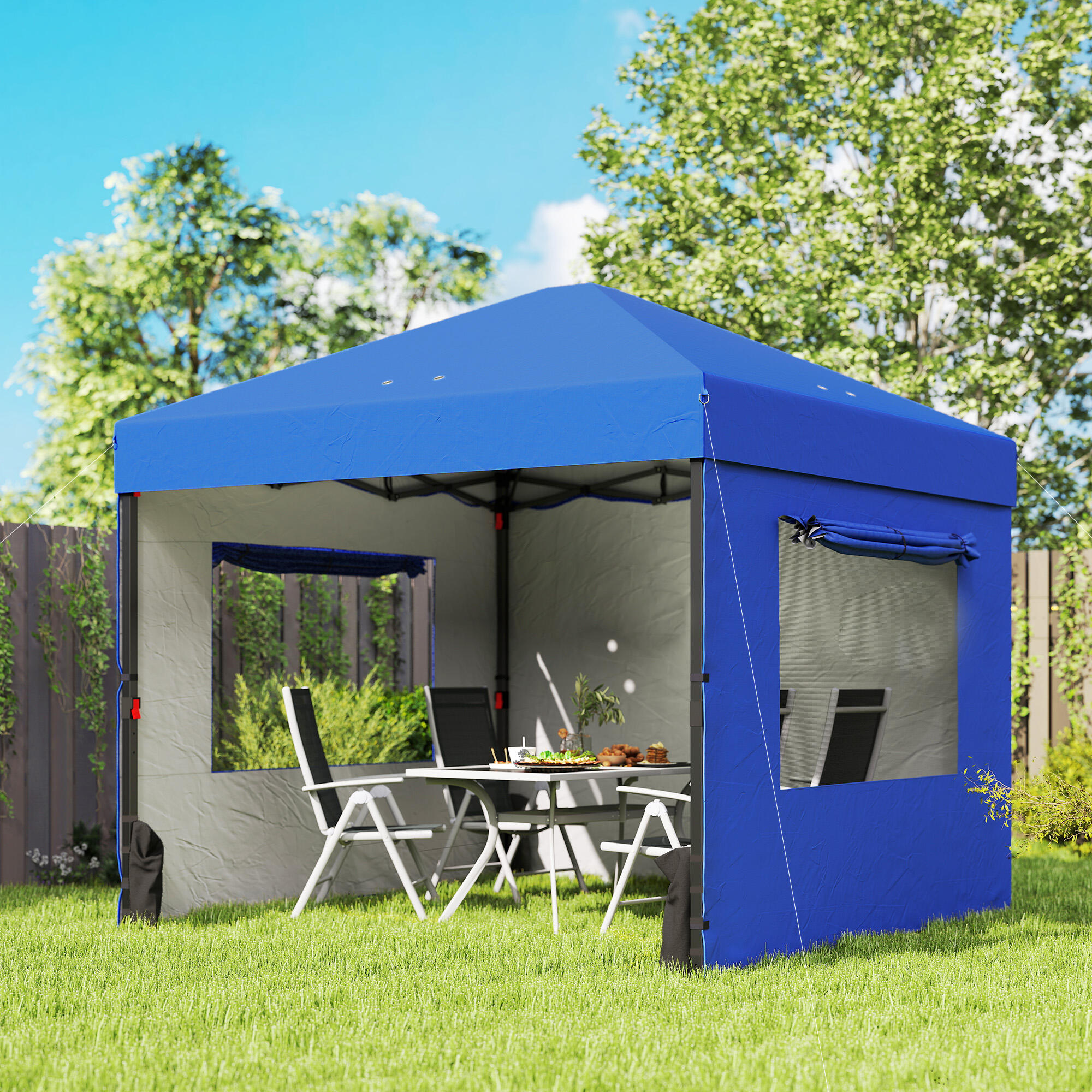 Tenda dobrável 297x297x285 cm azul Outsunny 2/5