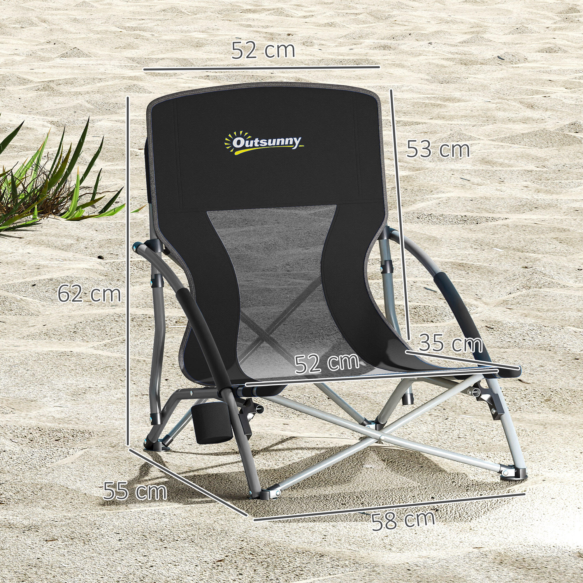 Cadeiras de Praia Outsunny Preto 3/5
