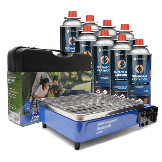 Gas butano Camping Grill incl. 8 cartucce di gas Cucina Barbecue da tavolo