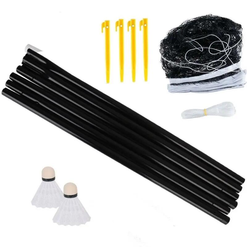 Set badminton TECHMAN B230: 4 rachete, fileu cu stalpi, 2 fluturasi 4/5