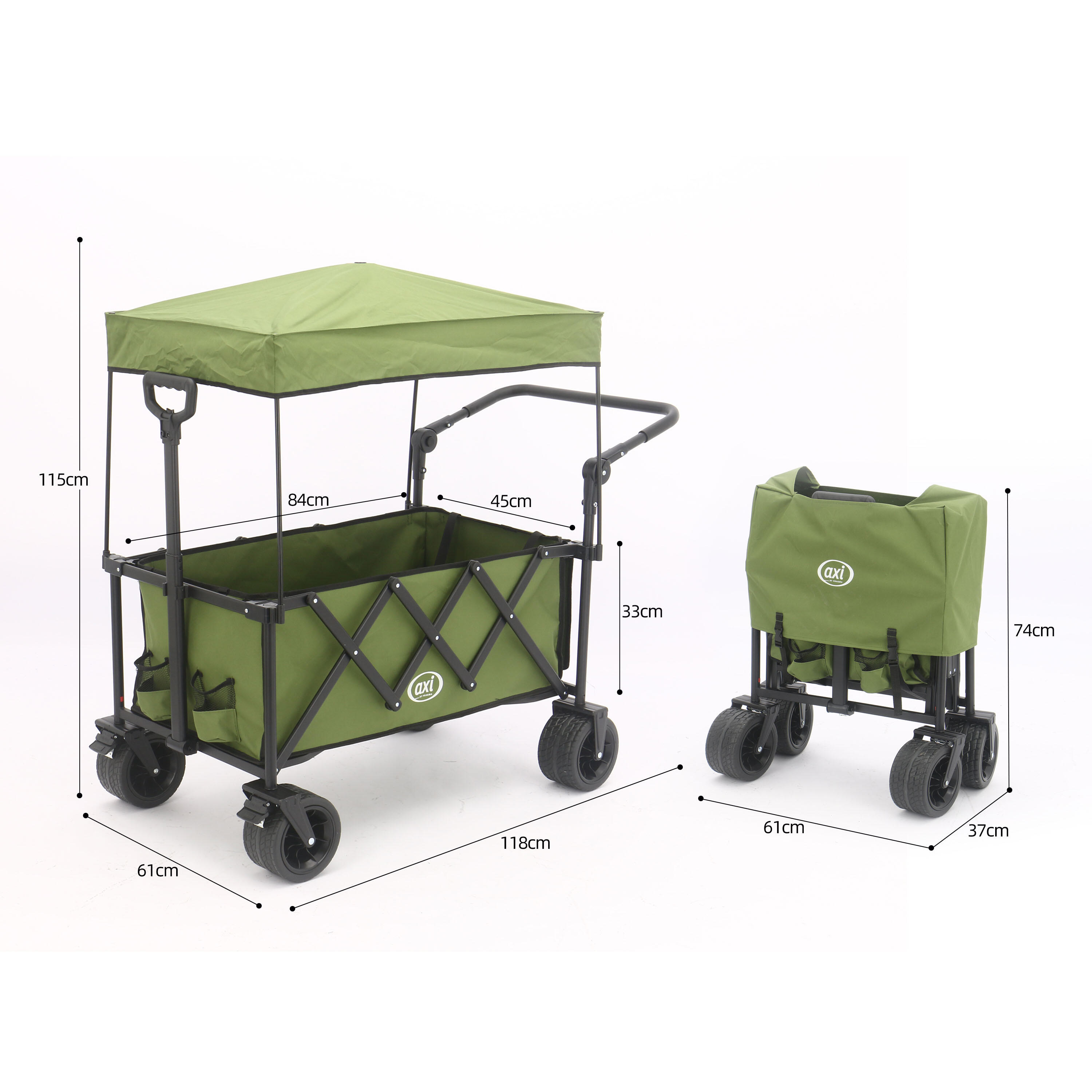 Opvouwbare Bolderwagen met Dak - AXI SB141 - Groen 4/7