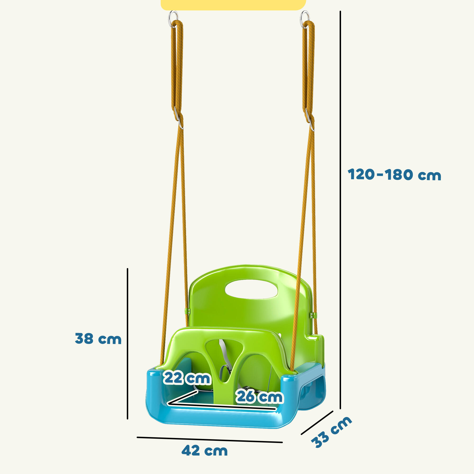 Baloiço Infantil Outsunny Verde Escuro 3/5