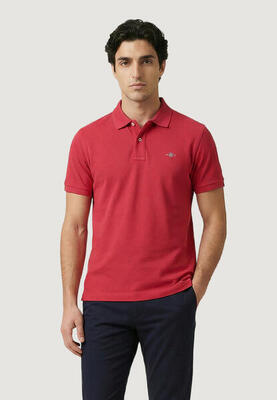 Polo met korte mouwen reg shield ss pique polo heren rood