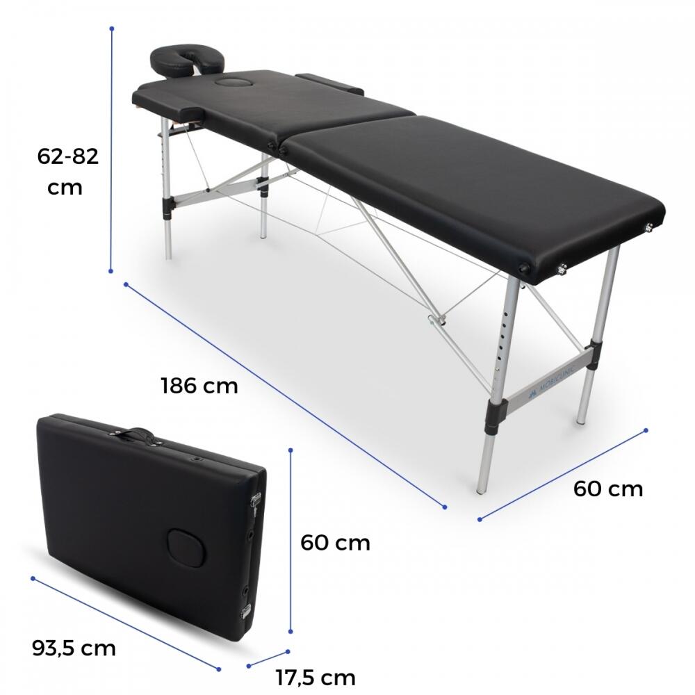Marquesa de massagem dobrável 186x60 cm Alumínio portátil ajustável em altura 3/8