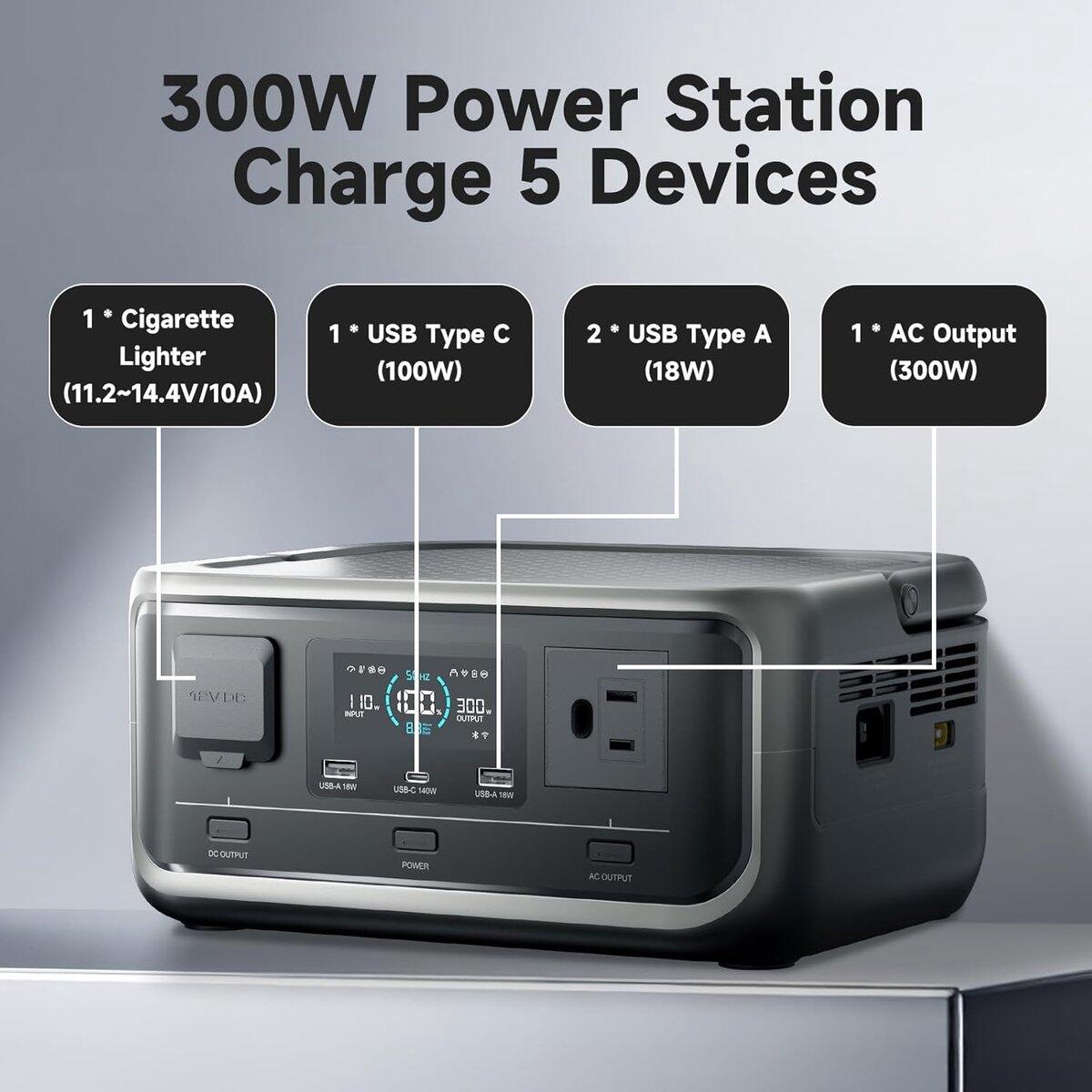 Ensemble générateur solaire ALLPOWERS P300 + SE100 – Station portable 300W 4/7