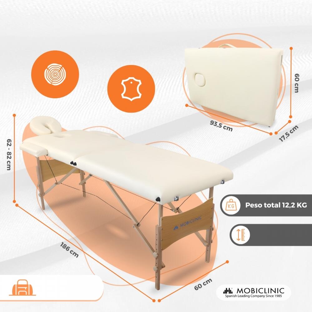 Table de massage Pliante Appui-tête Hauteur réglable  Bois Portable 250 kg Crème 2/8