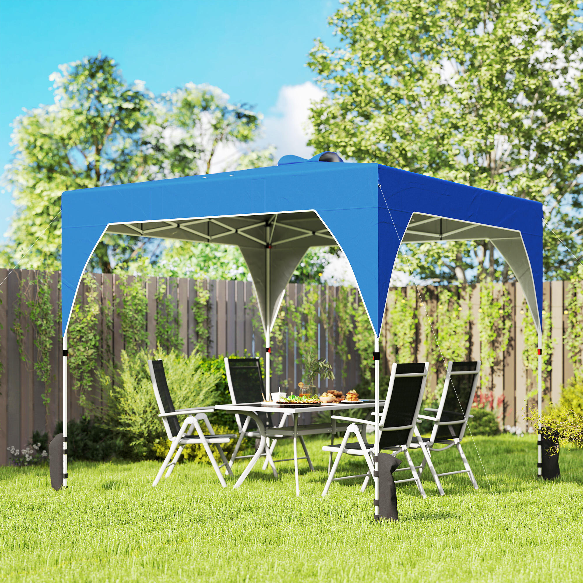 Tenda dobrável 296x296x270 cm azul Outsunny 2/5