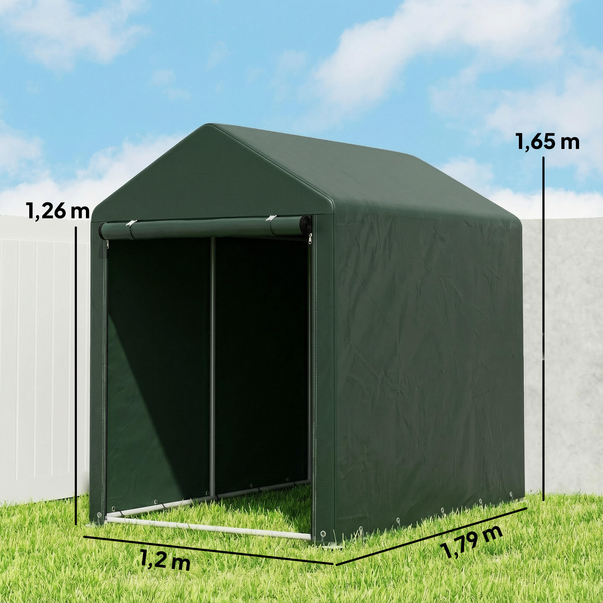 Abrigo para ferramentas 120x180x165 cm verde escuro Outsunny 3/5