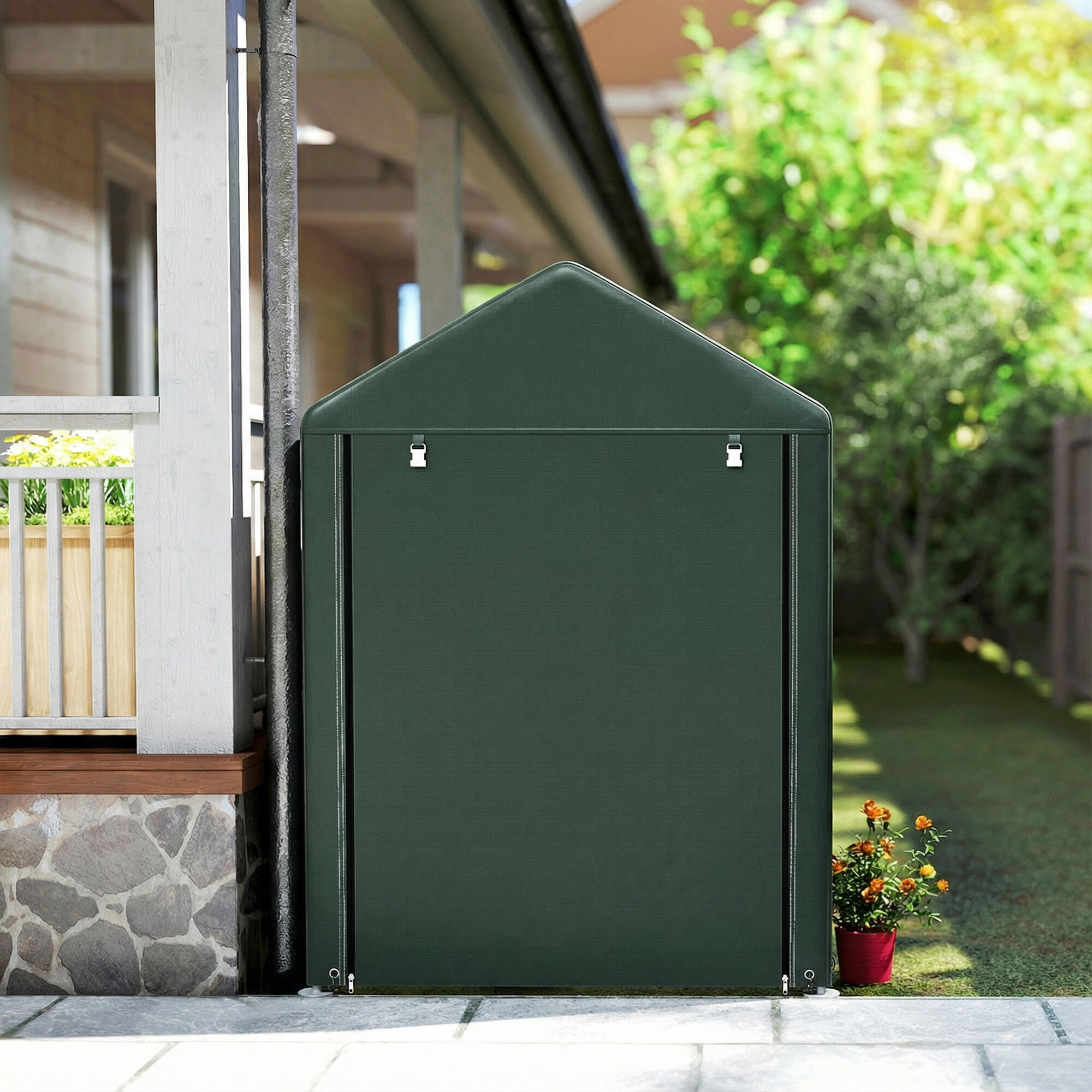 Abrigo para ferramentas 120x180x165 cm verde escuro Outsunny 4/5