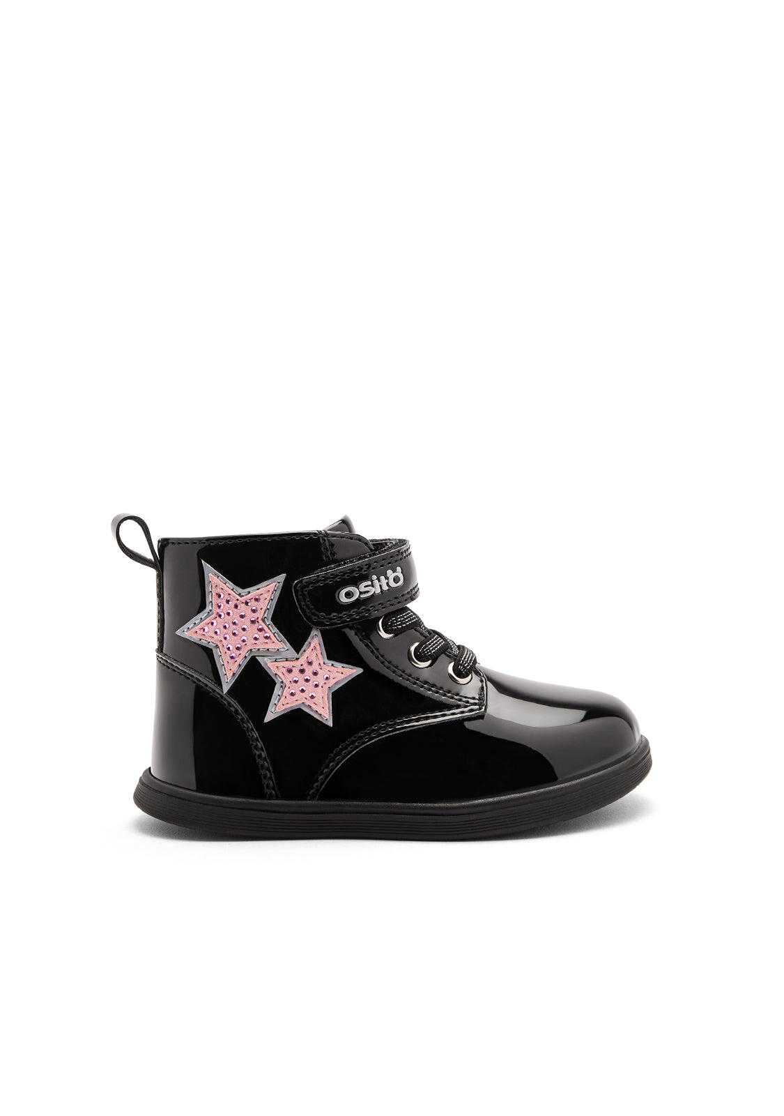 Botas de Bebés Horma Alargada y Flexible Negro Strass 1/4