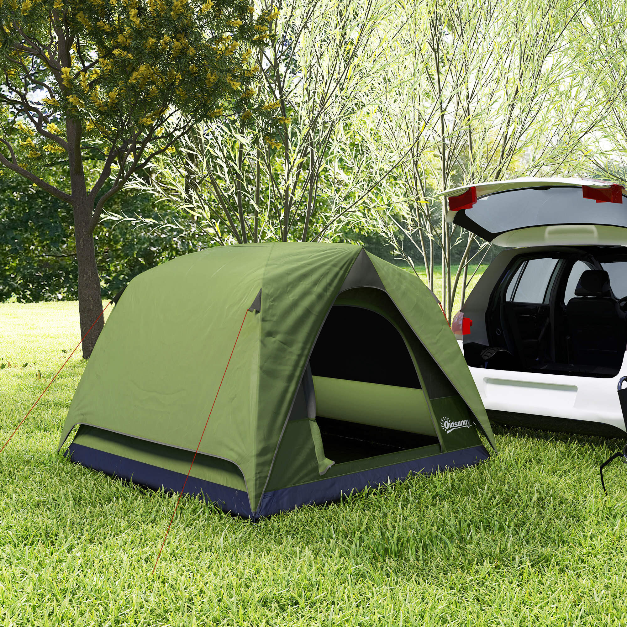 Tenda de campismo 200x200x135 cm verde e cinzento Outsunny 4/5