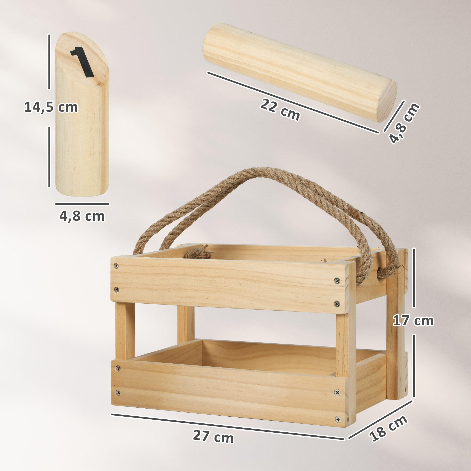 Juego de Mölkky SPORTNOW 27x18x17 cm Madera Natural 3/5