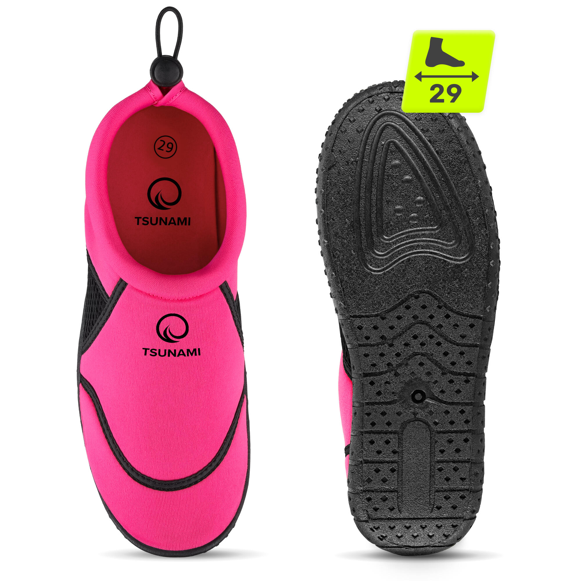 Scarpe Acqua Slip-On TSUNAMI Neoprene Suola Gomma Mesh Rosa 3/7