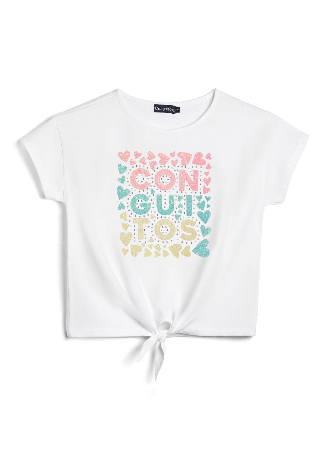 Camiseta de Niña con Logo Frontal en Blanco 1/3