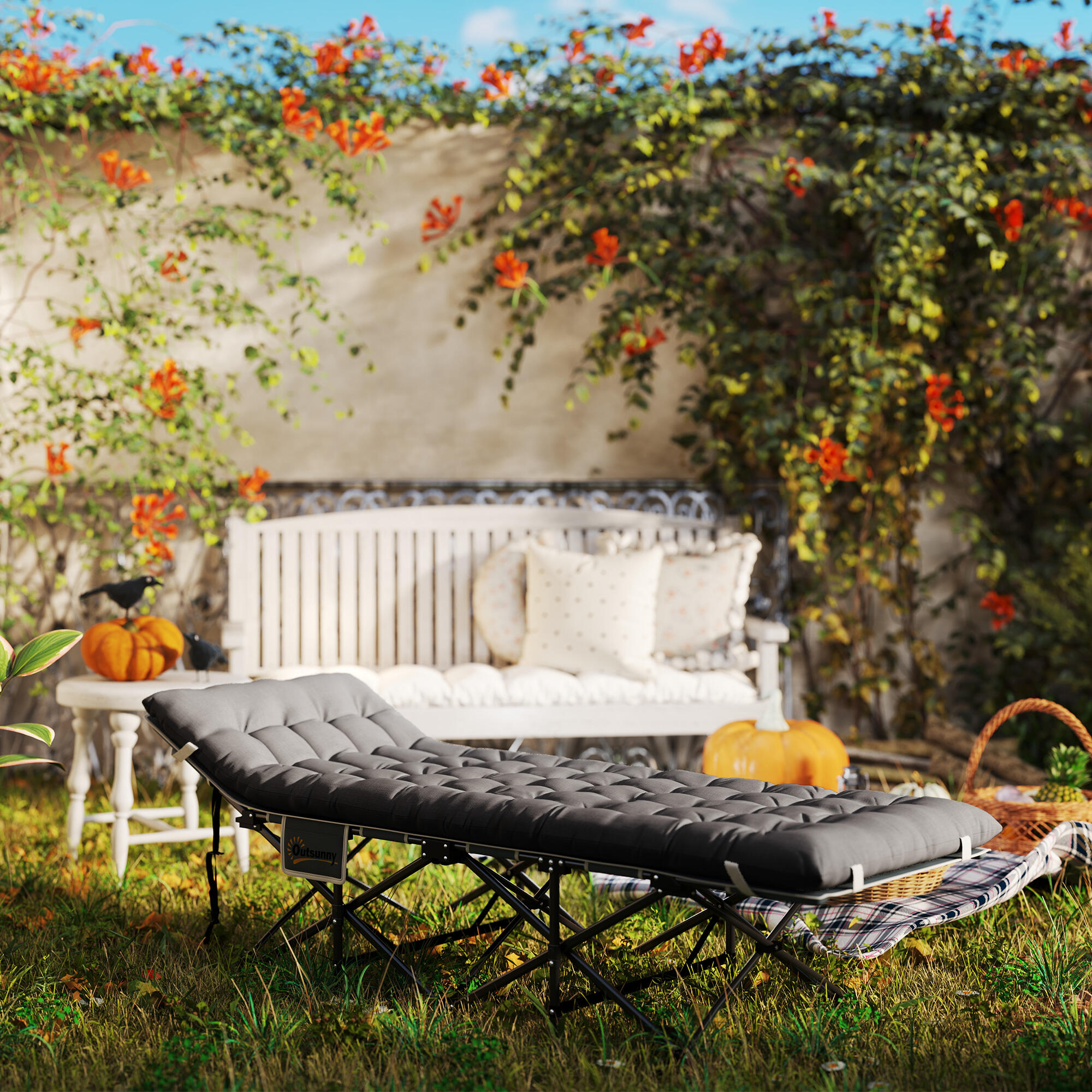 Cama Dobrável de Campismo Outsunny Cinzento Escuro 5/5