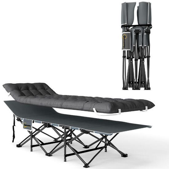 Cama Plegable Camping Outsunny 186x68x37 cm Gris Oscuro