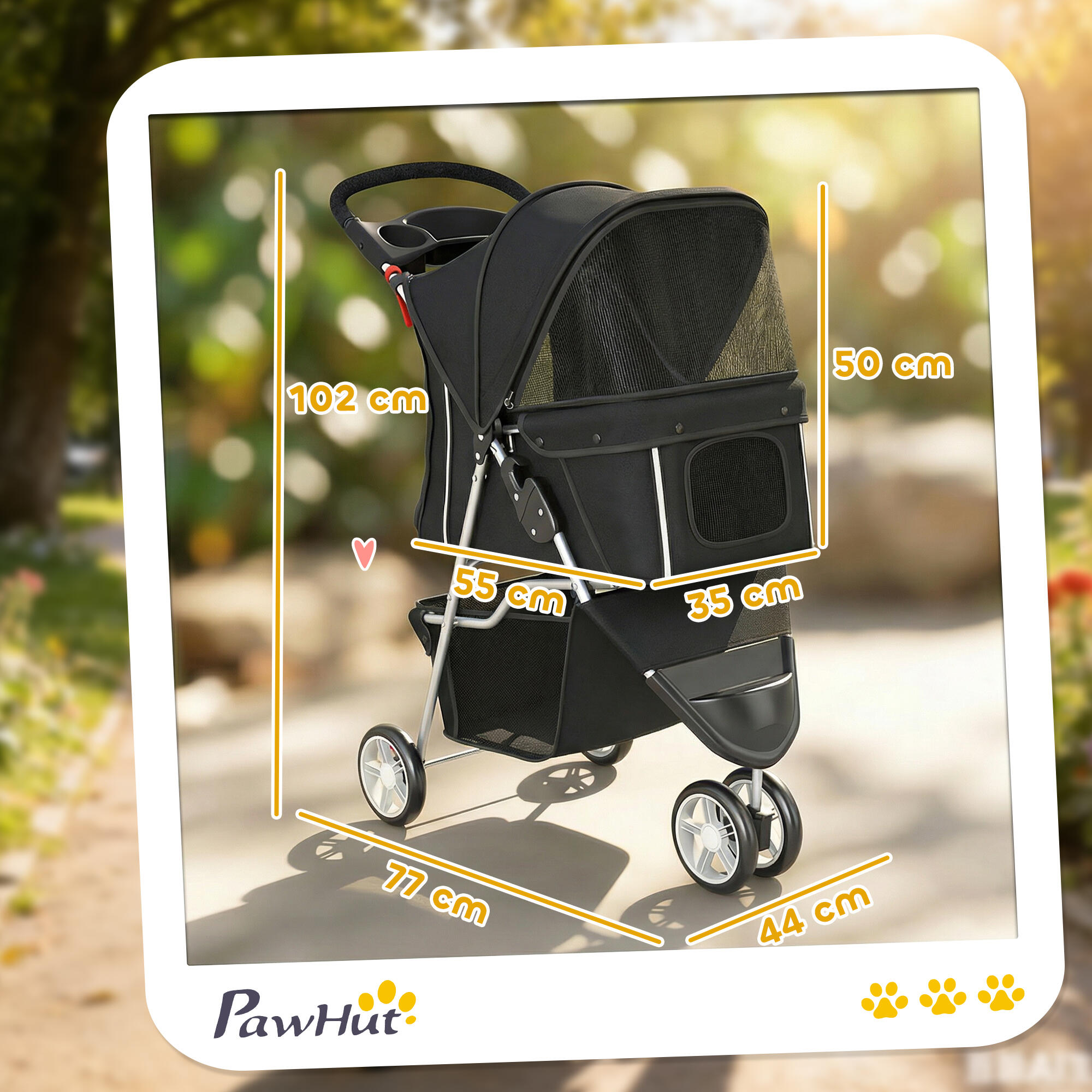 Carrinho para Cães PawHut Preto 3/5