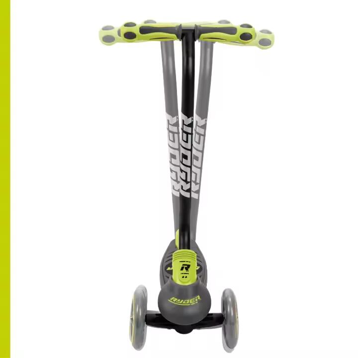 Patinete 3 ruedas Ryder Neo Light pistacho y negro, luces en ruedas. 3/6