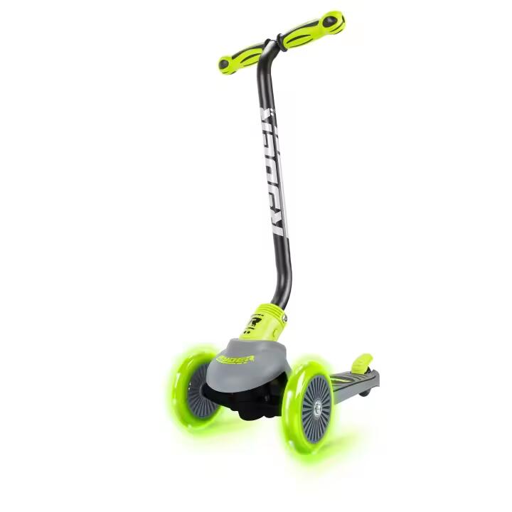 Patinete 3 ruedas Ryder Neo Light pistacho y negro, luces en ruedas. 2/6