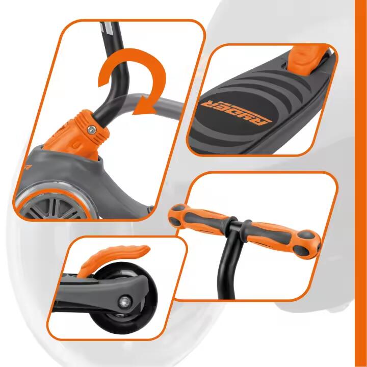 Patinete 3 ruedas Ryder Neo naranja y negro (3401), base antideslizante. 4/7