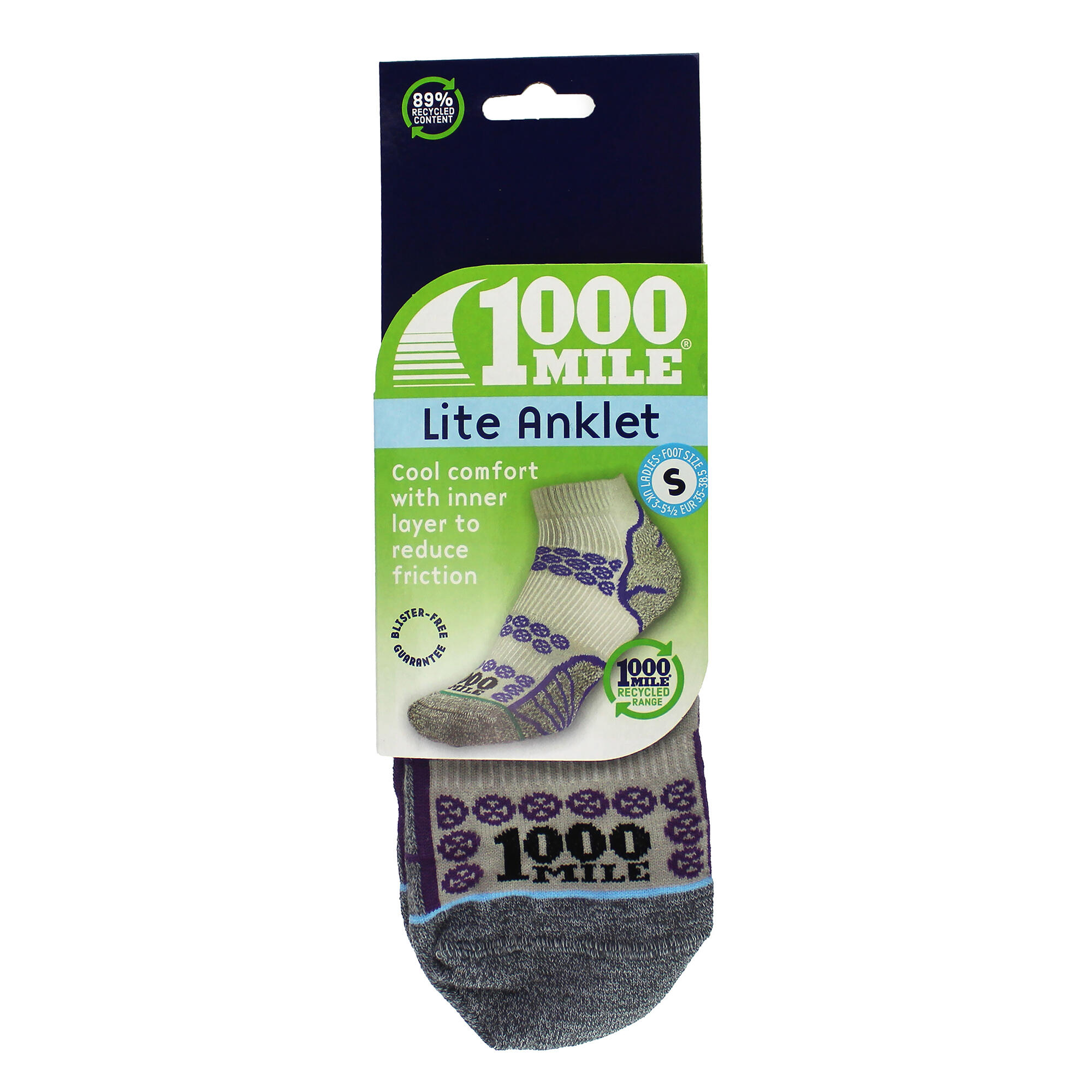 Ladies Lite Doppellagige Fußkettchensocken - 1 Packung Repreve Socken Für Damen 2/3